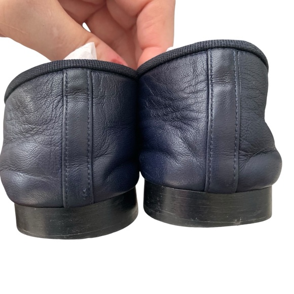 Chanel Navy Blue Leather Ballet Flats Size 37 - Picture 4 of 16